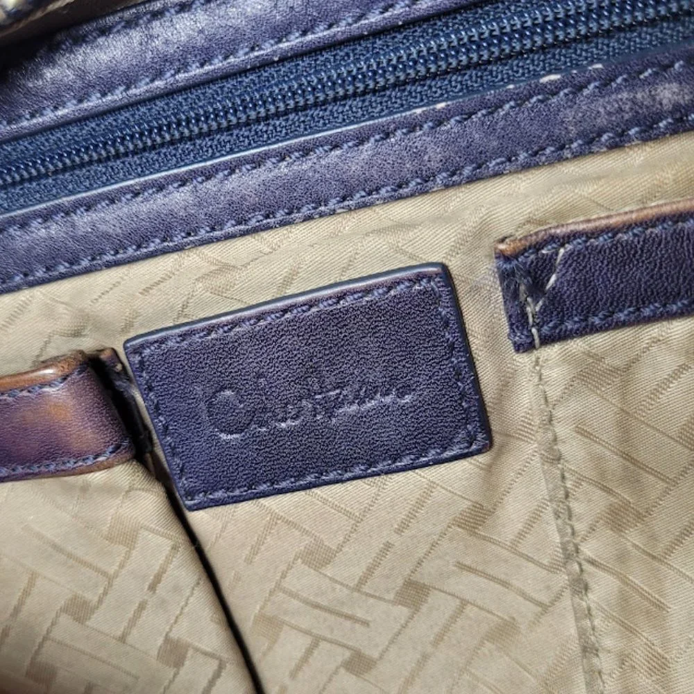 SOLD: Cole Haan Genevieve Leather Weave Satchel Tote Hobo Purse Blue Bag Luxury - Picture 7 of 16